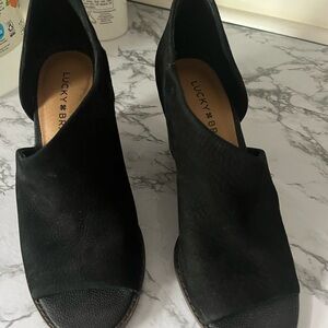 Size 6.5 Swede open toed wedge